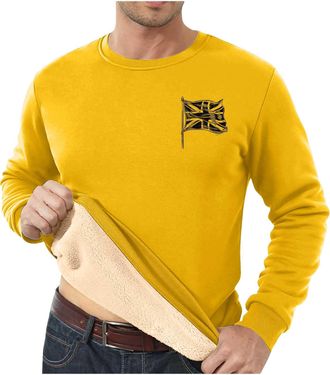 Generic Work Clothes for Men,Mens Fleece Jumpers Crew Neck Fleece Lined Sweatshirts Thermal Winter Warm Pullover Sweater Thick Gym Fuzzy Fluffy Sweatshirt UK,