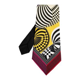Versace Accessoires, Heren, Veelkleurig, ONE Size, Teatro Zijde Das met Print