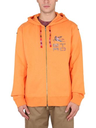 Etro Zip Hooded Cotton Sweatshirt - Orange