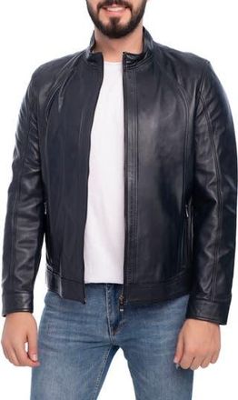 Vella Pais Smooth Leather Jacket in Navy Blue at Nordstrom Rack, Size Xxx-Large