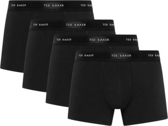 Ted Baker Effen boxershorts voor heren (Set van 4) (Zwart)