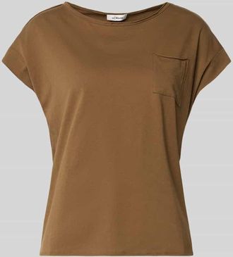 s.Oliver Red Label Regular Fit T-Shirt aus reiner Baumwolle in Mittelbraun, Gr&ouml;&szlig;e 34