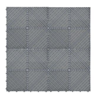 MonsterShop Vented Garage Floor Tiles x 120 With Edges - Grey