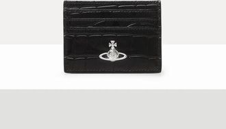 Vivienne Westwood Flat Card Holder Emboss Croc Leather Black One Size Women