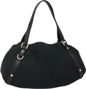 Gucci Pre-owned Shoulder Bags, female, Black, Size: ONE SIZE Pre-owned Canvas Shoulder Bag