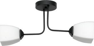 OEM L&aacute;mpara De Techo Colgante Cl&aacute;sica Negra Con Pantalla De Cristal Blanco 15-488 Trapik
