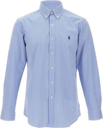 Polo Ralph Lauren Striped Stretch Poplin Shirt - Heren - Casual Overhemden - Blauw - XL - Katoen - Overhemden