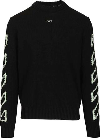 Off-white 3D Diag Outline Sweater - Heren - Ronde hals truien - Zwart - M - Katoen - Truien & Vesten