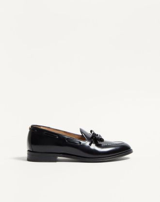 Valentino Garavani Mocassino Bowshire In Vitello Lucido Uomo NERO 40.5