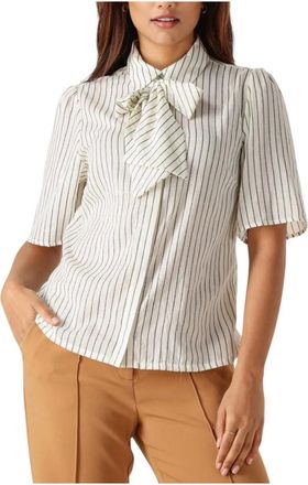 Aaiko Overhemden, Dames, Wit, L, Linnen, Dames Blouses Veronne Stripe Tie Pes 351