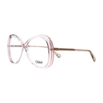Chlo&eacute; Eyeglasses Butterfly Full Rim, Pink Transparent Frame And Clear Demo Lens Lens Ch0011O002