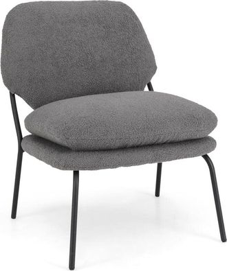Costway Costway - Armless Accent Chair Teddy Fleece Fabric Upholstered Leisure Chair-Grey