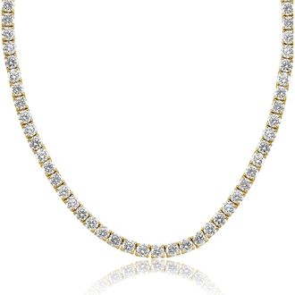 Pompeii3 29 Ct Diamond Tennis Necklace 14K Yellow Gold 16 Lab Grown