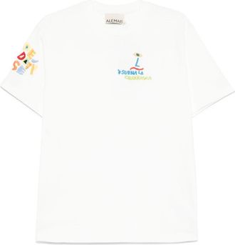 Alemais Nadia Geborduurde Tee - Dames - T-shirts - Beige - XS - Katoen - Tops