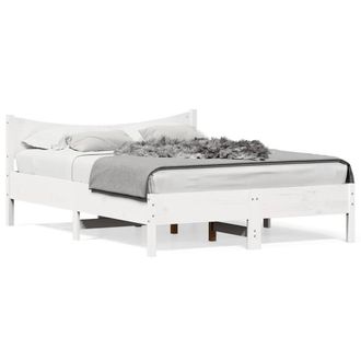 Berkfield Home Bed Frame without Mattress White 135x190 cm Double Solid Wood Pine