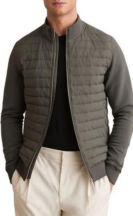 Reiss Freddie Mixed Media Jacket in Sage Green at Nordstrom Rack, Size Small