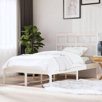 Berkfield Home Bed Frame White Solid Wood Pine 120x200 cm | Size: Small Double