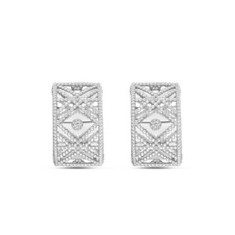 Tresorra 14K White Gold Diamond Vannerie Earrings