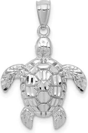 Diamond2Deal 14k White Gold Diamond-cut Polished Sea Turtle Pendant