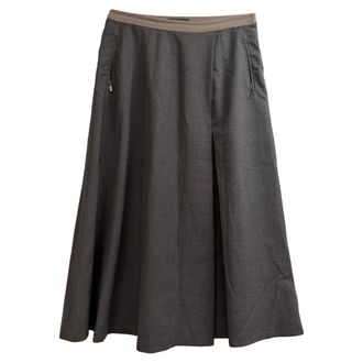 Max Mara Weekend A-Line Midi Skirt in Brown Wool