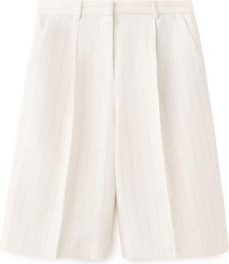 Mango Argelia Pleated Bermuda shorts in Ecru at Nordstrom, Size 2