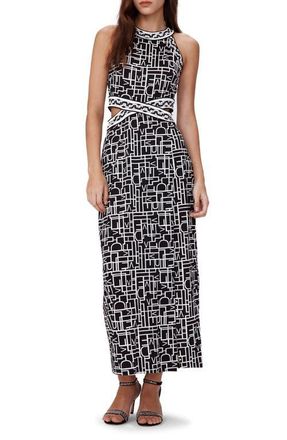 Diane Von F&uuml;rstenberg Zeus Logo Print Dress in Logo Love Black/chain at Nordstrom, Size 16
