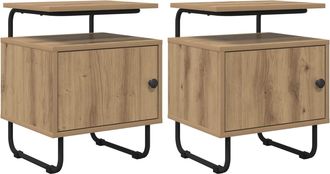 vidaXL Mesa De Noche 2 Uds. Roble Artisan Madera De Ingenier&iacute;a Vidaxl