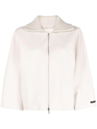PESERICO spread-collar virgin wool blend jacket - White