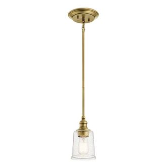 Netlighting Waverly 1 Light Mini Pendant Natural Brass E27 in Yellow
