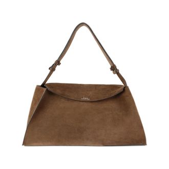 STUDIO NICHOLSON Handbags, female, Brown, Size: ONE SIZE Brown Suede Foldover Top Handle Bag