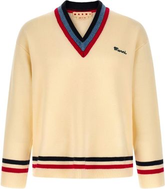 Marni Beige Logo Embroidery Sweater