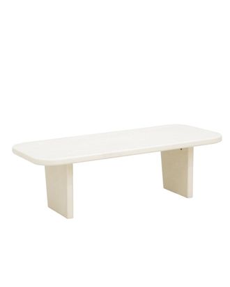 Deco Wood Mesa de centro de microcemento con dos patas blanco roto de 95x30cm