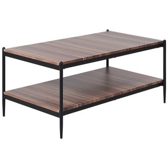 Beliani Beliani - Mesa De Centro Madera Oscura Negro 100 X 52 Cm Mdf Patas Metal 2 Niveles Avoca