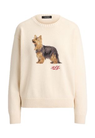 Ralph Lauren Cream Embroidered Knit Sweater