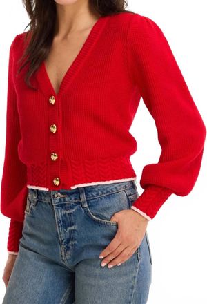Allison New York Solid Piper Cardigan In Red