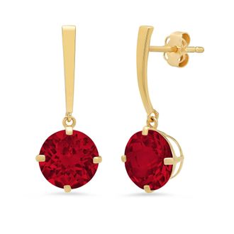 MAX + STONE 14k Yellow Gold Solitaire Round-Cut Gemstone Drop Earrings (8mm)