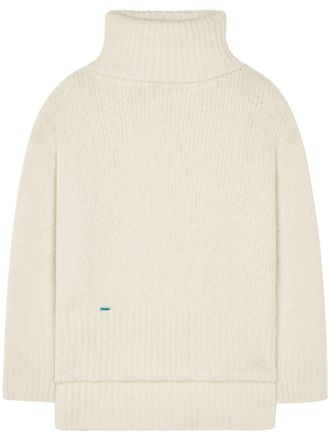 Alanui logo-plaque cashmere-silk blend jumper - White