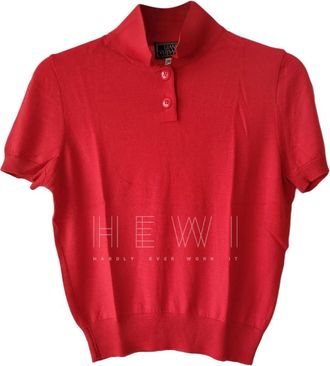 Versace Gianni Versace Red Cashmere & Silk Polo Shirt Size S
