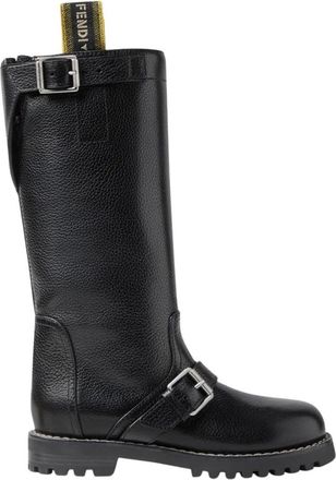 Fendi Commando Boot - Dames - Hoge Laarzen - Zwart - 41 EU - Leer - Schoenen