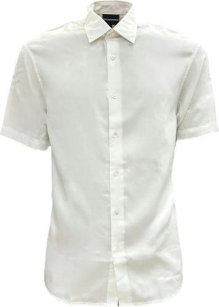 Emporio Armani Witte Casual Shirt 3R1Cq 71Nwdz 0101 - Heren - Korte mouwen Overhemden - Wit - XS - Overhemden