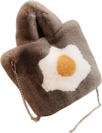 Generic Imitation rabbit hair omelette handbag womens chain crossbody handbag(brown)