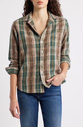 Frank & Eileen Eileen Relaxed Button-Up Shirt in Brown Green Sand Plaid at Nordstrom, Size Xx-Small