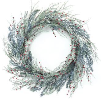 Melrose International Mixed Pine Berry Wreath 24D - Red; Green