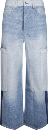 Ganni Patchwork Denim Baggy Cargo Jeans - Dames - Loose Fit Jeans - Blauw - W26 - Denim - Jeans