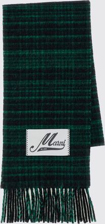 Marni Sciarpa a quadri in misto lana vergine e alpaca con logo e frange