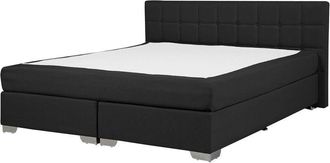 Beliani Cama Continental Tapizada Negra 160 X 200 Cm Marco Con Cabecero Y Colch&oacute;n Admiral