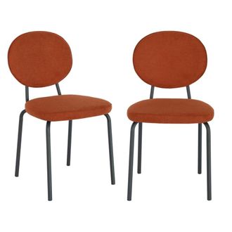 Sweeek Silla vintage de metal y tela, set de 2, terracota