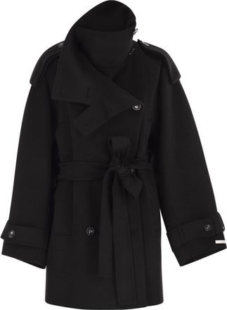 Max Mara Womens Bouquet1234 - Short Wool Trench Coat - Black - Size EU 40 (Womens)