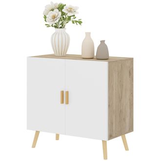 HOMCOM Credenza Moderna Con Ripiano Regolabile 3 Livelli In Legno Bianco Rovere - Homcom