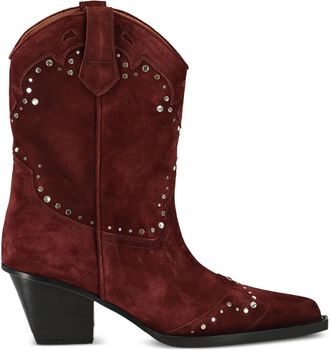 PARIS TEXAS 60mm Janice suede studded boots - women - Leather/Leather/Leather - 37.5 - Brown